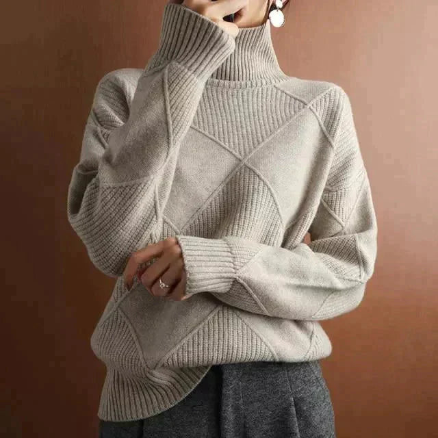 Streetwave Olivia Elegant Turtleneck Sweater For Women With Breathable Comfort And Vintage Design