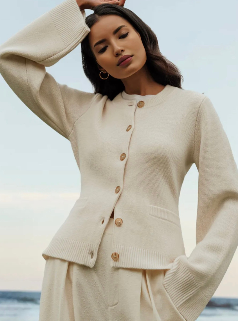 Street-wave Buttoned Cardigan - Soft Cotton-Blend Knit For Women, Versatile Everyday Comfort