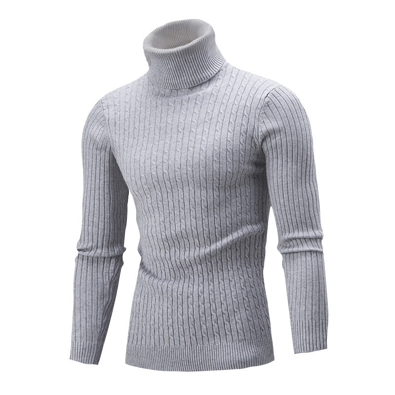 Street-Wave Men's Cable Knit Turtleneck Sweater for Cold Days Cozy Warmth Classic Design