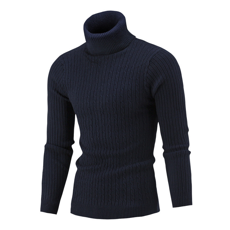 Street-Wave Men's Cable Knit Turtleneck Sweater for Cold Days Cozy Warmth Classic Design