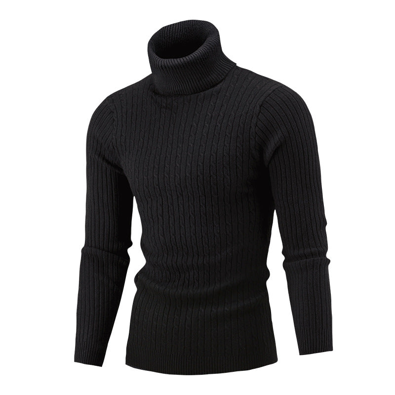 Street-Wave Men's Cable Knit Turtleneck Sweater for Cold Days Cozy Warmth Classic Design