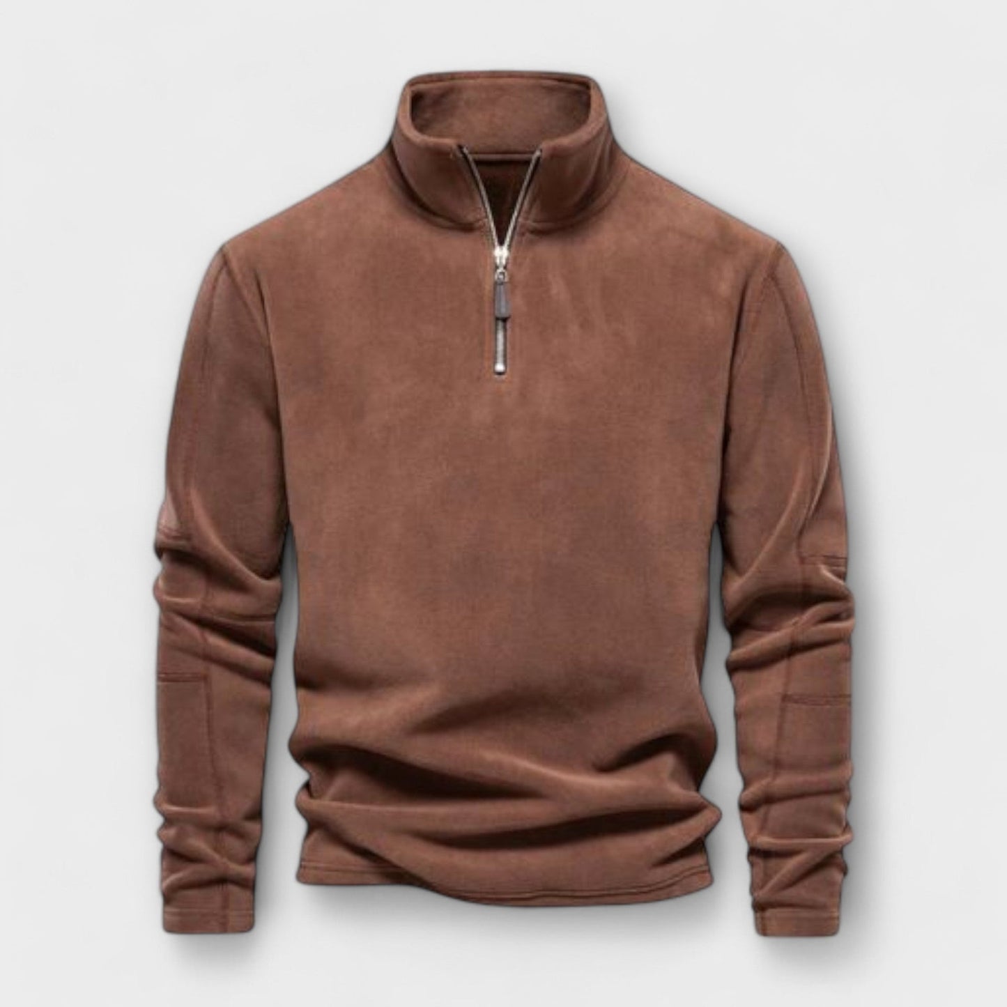 Street-Wave Men's Brushed Knit Pullover Top Relaxed Fit Mock Neck Quarter Zip