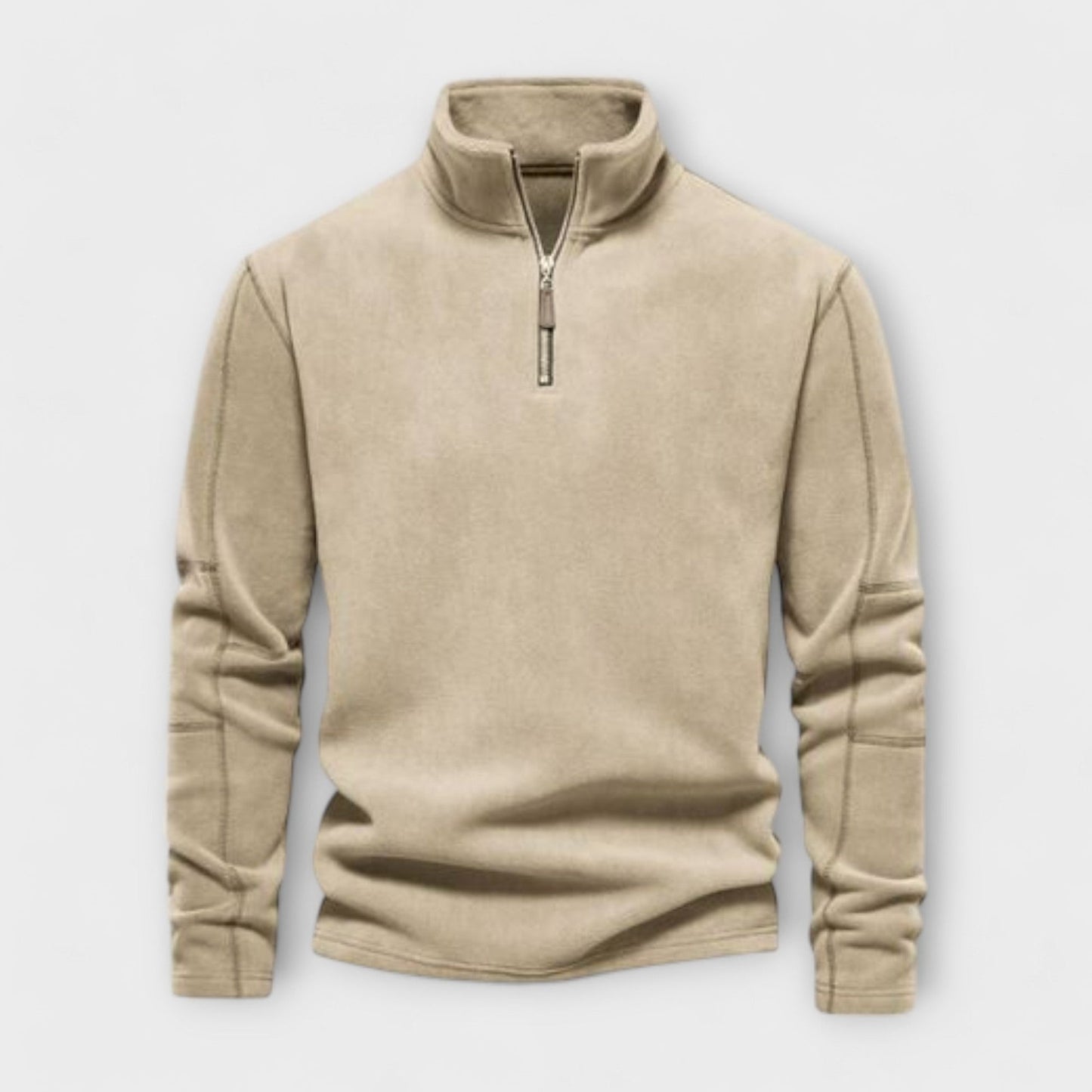 Street-Wave Men's Brushed Knit Pullover Top Relaxed Fit Mock Neck Quarter Zip