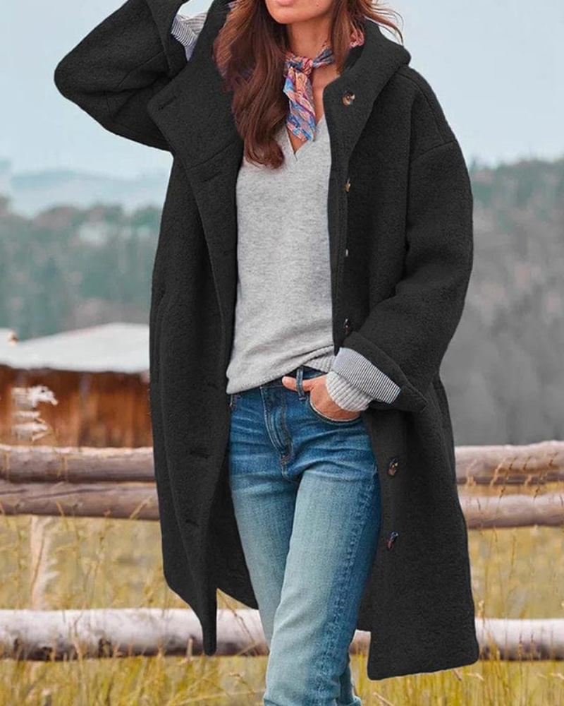 Street-Wave Women's Green Wool Coat Cozy Elegant Outerwear With Warmth For Winter