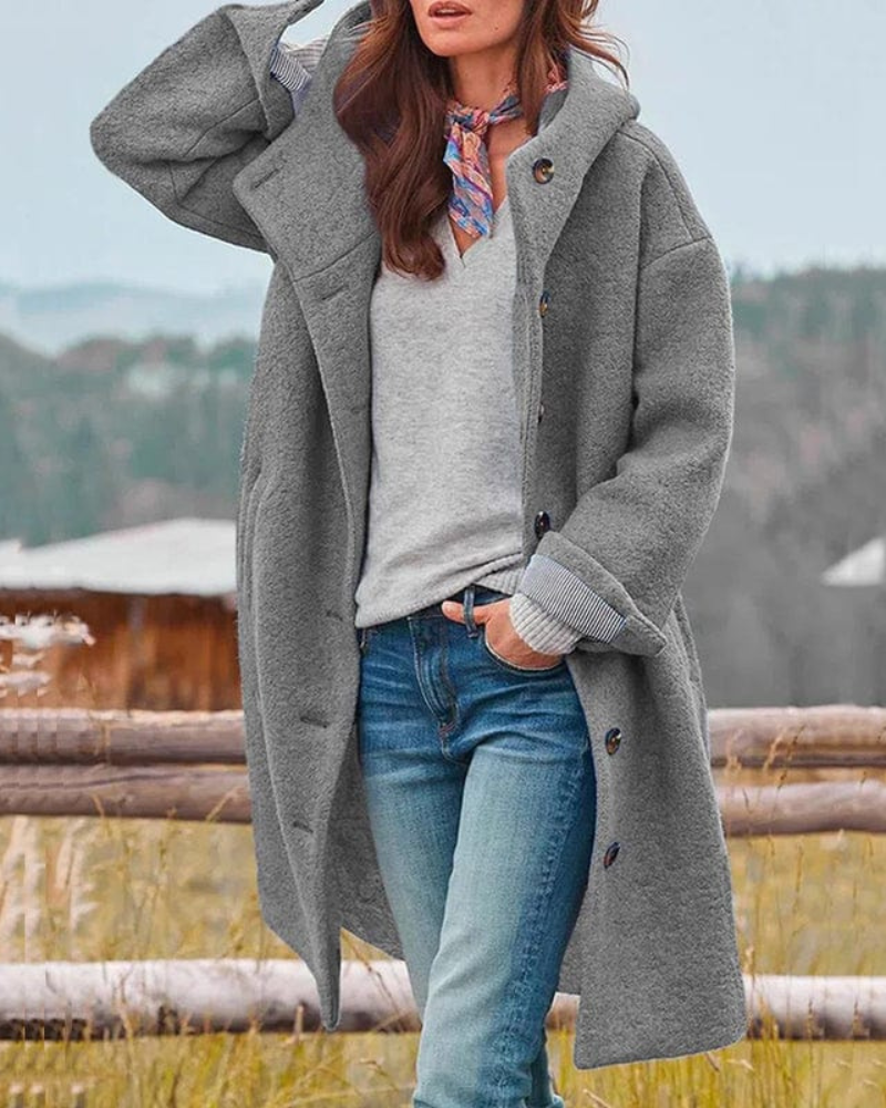 Street-Wave Cozy Green Wool Coat For Women Elegant Winter Jacket With Warmth And Style