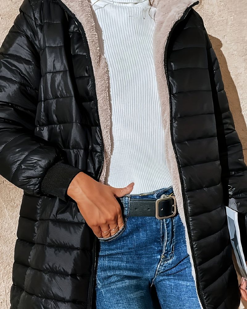 Street-wave Women Puffer Coat With Faux Fur Lining Hooded Long Winter Coat Luxurious Warmth