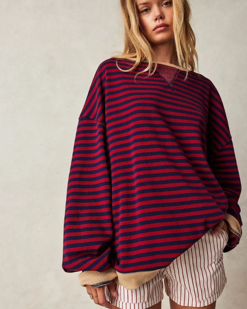Streetwave Oversized Striped Knit Sweater For Women Cozy Relaxed Fit Everyday Chic