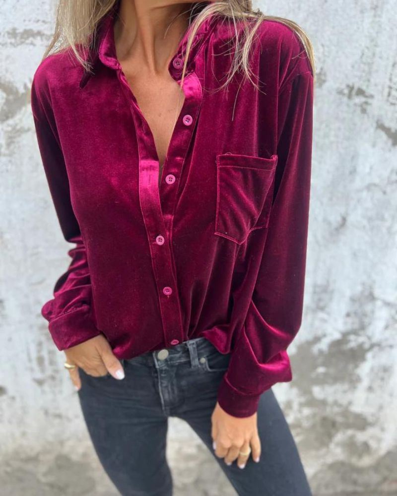 Streetwave Velvet Blouse For Women Elegant Warmth Soft Timeless Style