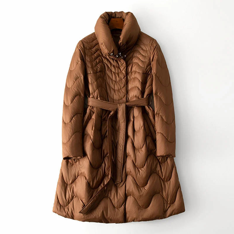 Street-Wave Long Quilted Coat With Hood For Women Warm Winter Protection And Comfort