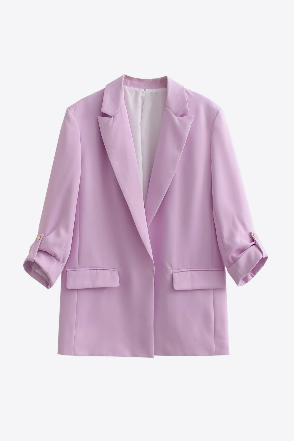 Street-Wave Women's White Blazer With Turned Collar Lightweight Long Jacket For Office Wear