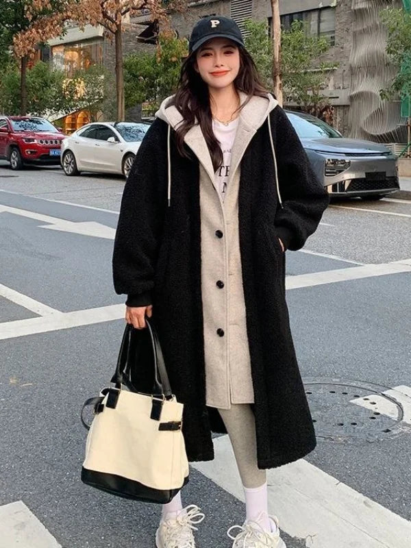 Streetwave Lambswool Hoodie Coat For Women Warm Cozy Winter Outerwear With Comfort Fit
