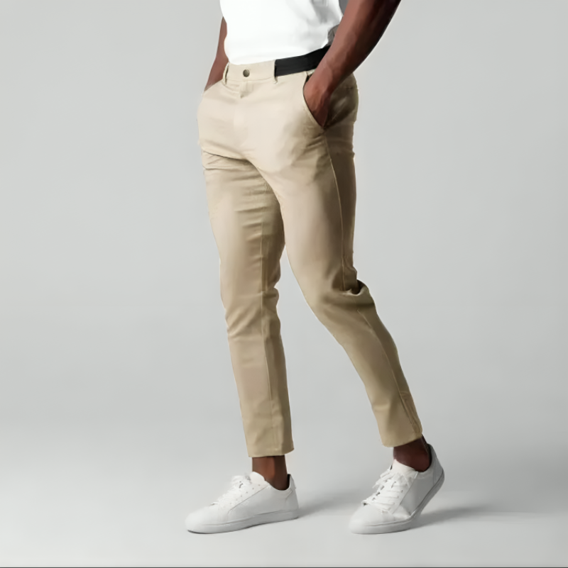 Brannor Cotton Tapered Pants For Men Breathable Stretch Cotton Flat Front Comfort All Season Street-Wave