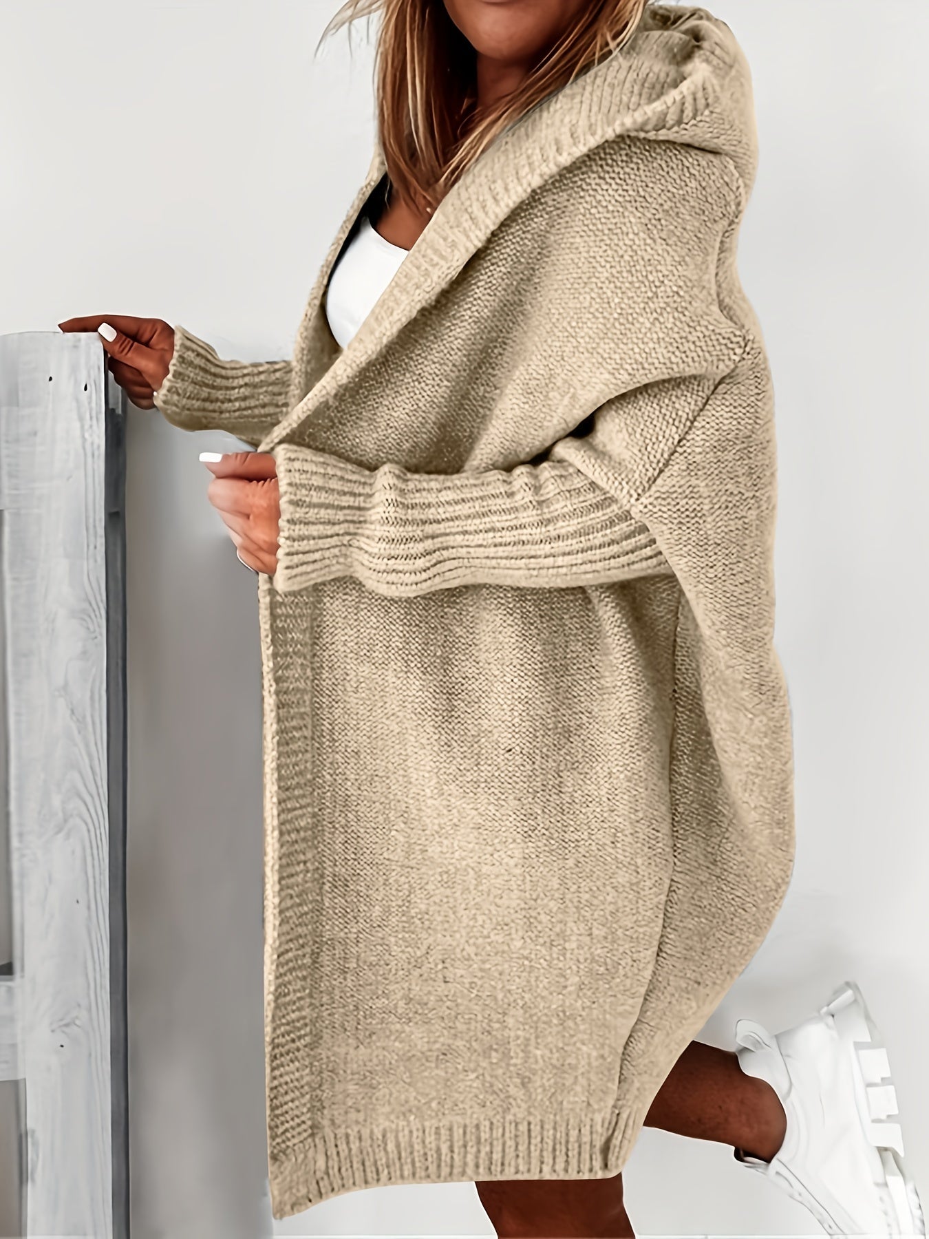 Street-wave Cozy Hooded Knit Cardigan For Women With Relaxed Fit And Soft Breathable Fabric