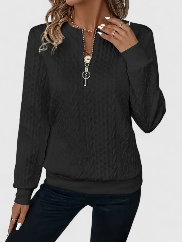 Women's Cozy Knit Sweater with Relaxed Fit and Versatile Style