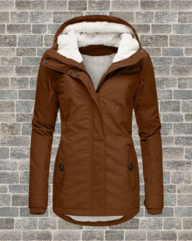 Streetwave Pleated Cotton Hooded Coat For Women Warm Winter Comfort With Plush Lined Hood