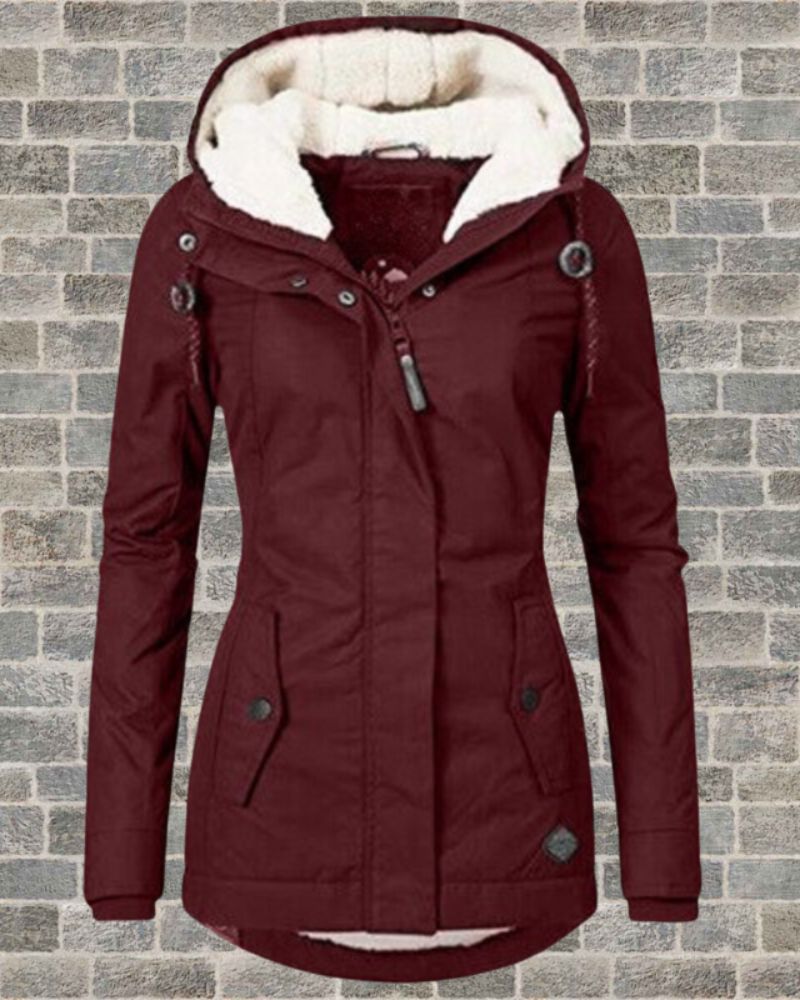 Streetwave Pleated Cotton Hooded Coat For Women Warm Winter Comfort With Plush Lined Hood