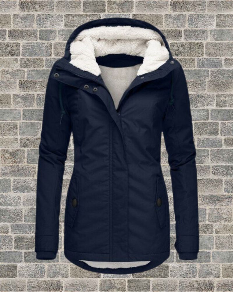 Streetwave Pleated Cotton Hooded Coat For Women Warm Winter Comfort With Plush Lined Hood