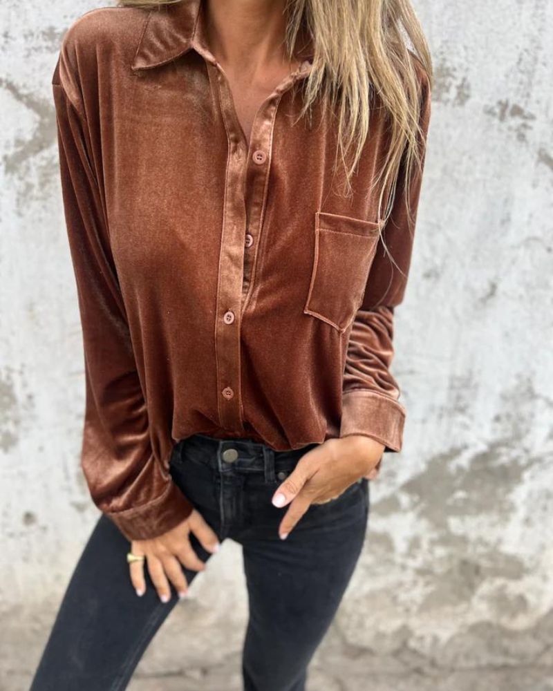 Streetwave Velvet Blouse For Women Elegant Warmth Soft Timeless Style