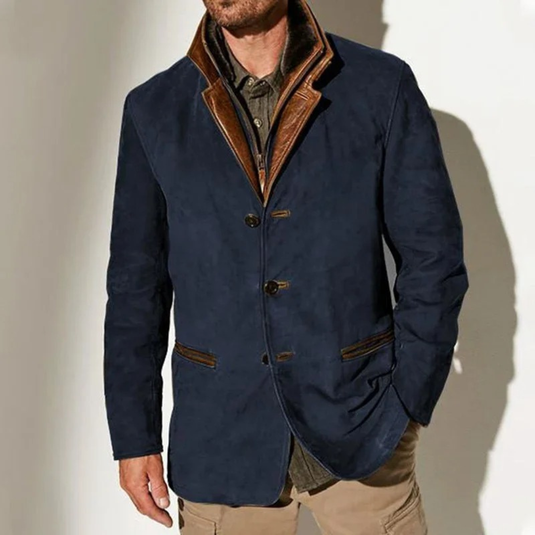Streetwave Retro Suede Jacket For Men Timeless Fit With Leather Trim Premium Comfort For Style Enthusiasts