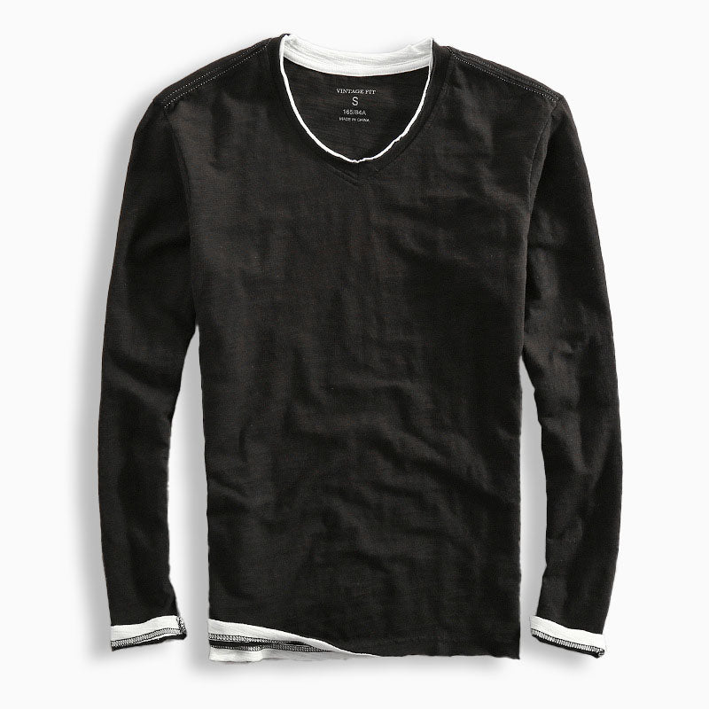 Nordisk Flair Mens Long Sleeve V Neck Shirt Classic Fit Breathable Natural Material