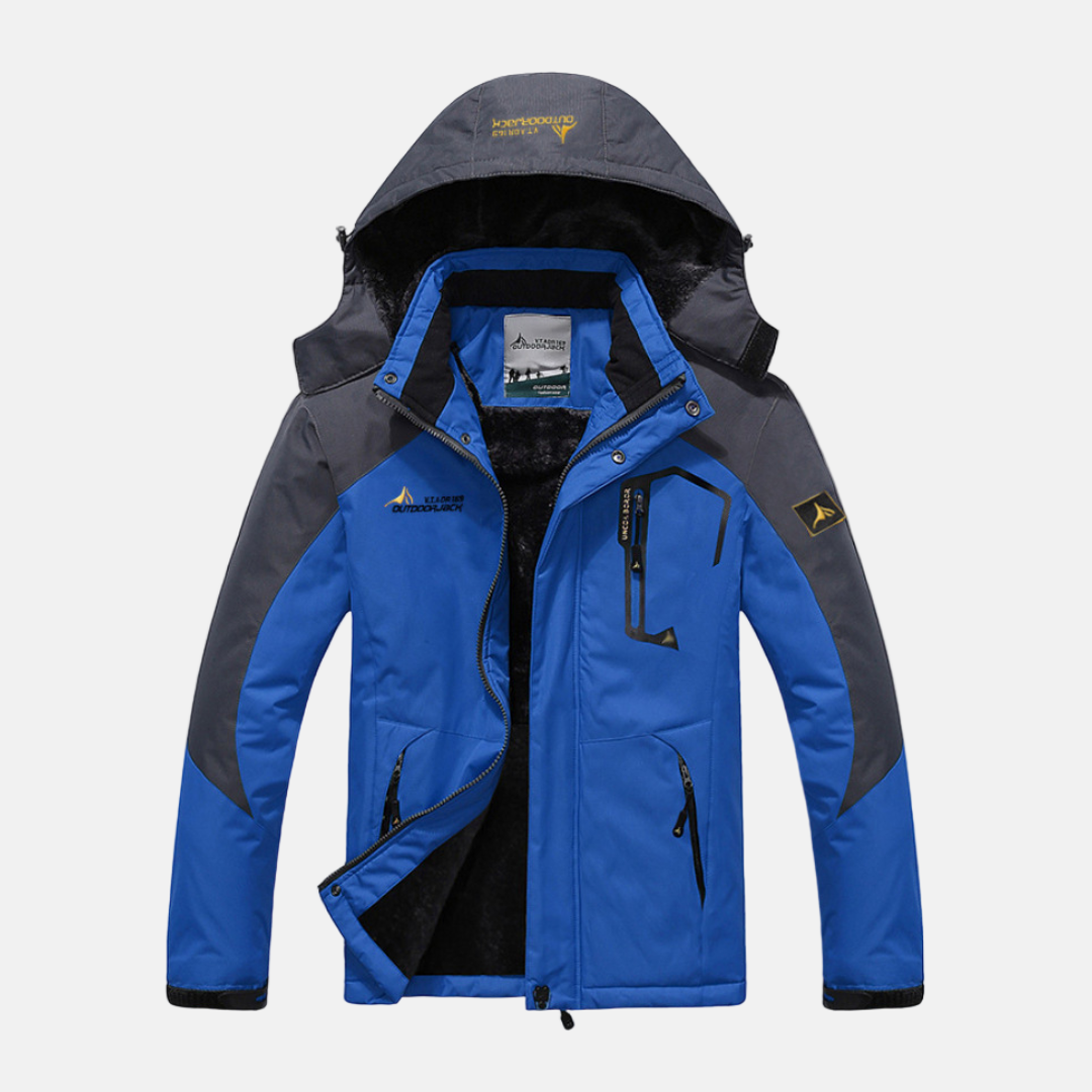 Mens Hooded Woven Shell Jacket With Stand Up Collar And Plush Fleece Lining For Winter Weather Relaxed Fit Hip Length