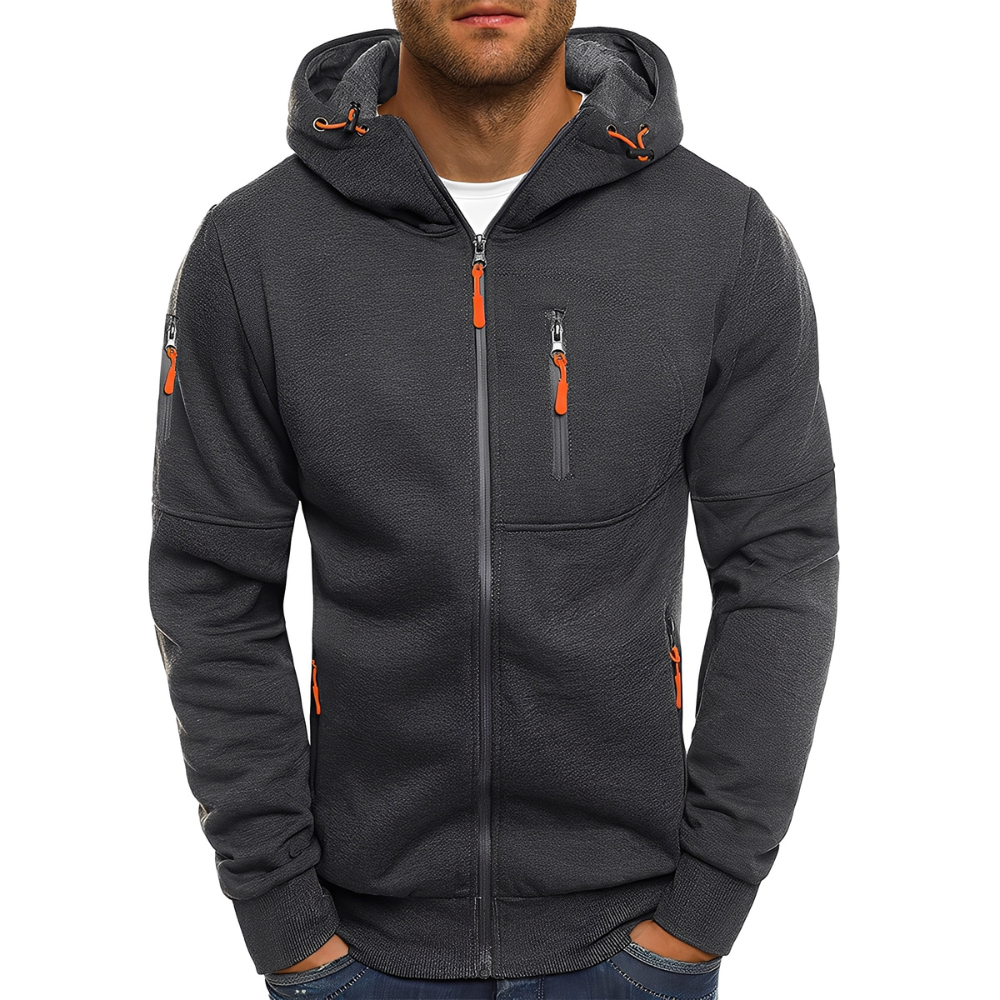 Street-wave Hooded Zip Up Jacket For Men Premium Comfort And Easy Zip Front Pocket Convenience