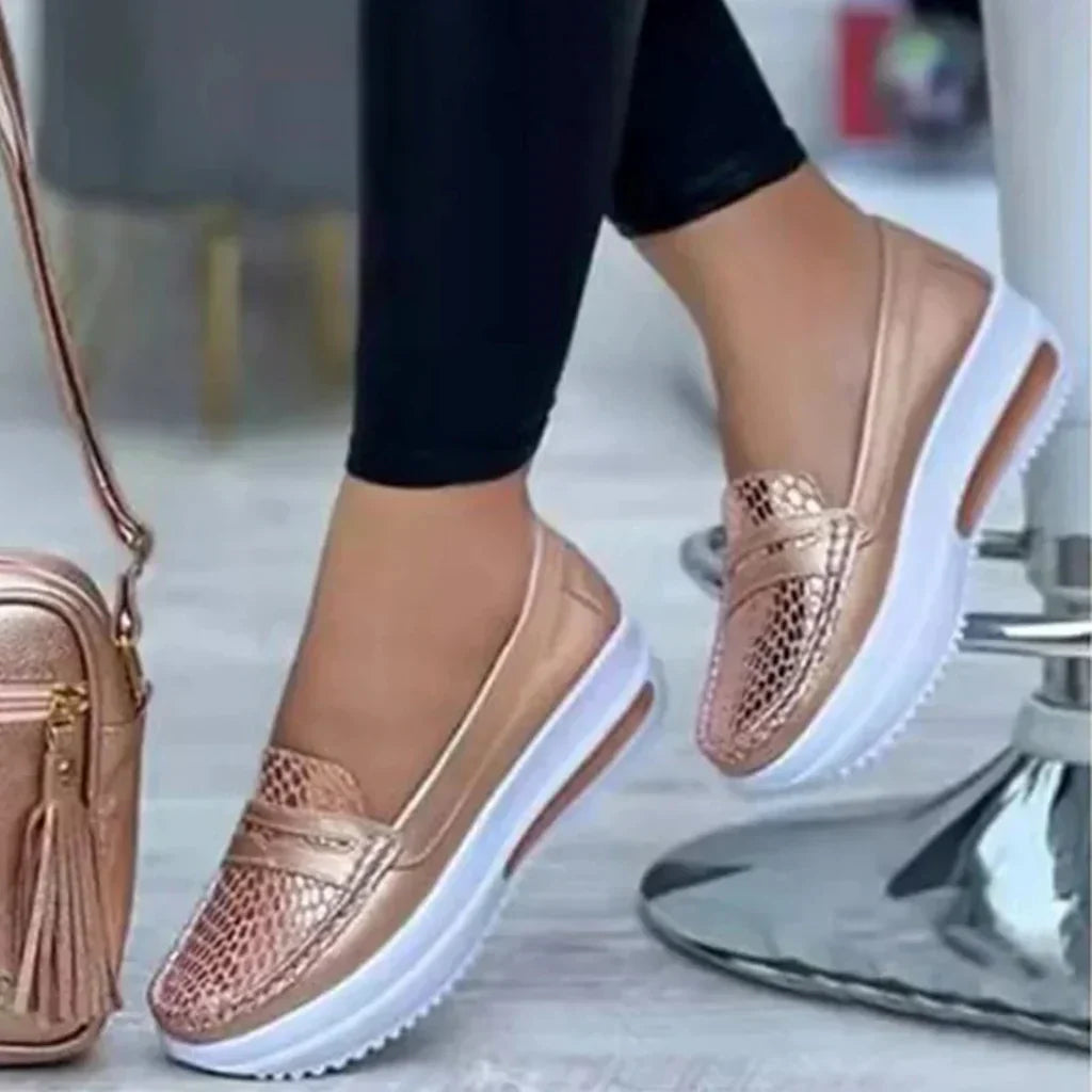 Orthopedic Shoes For Women Street-Wave Premium Snakeskin Loafers With Ergonomic Comfort And Style