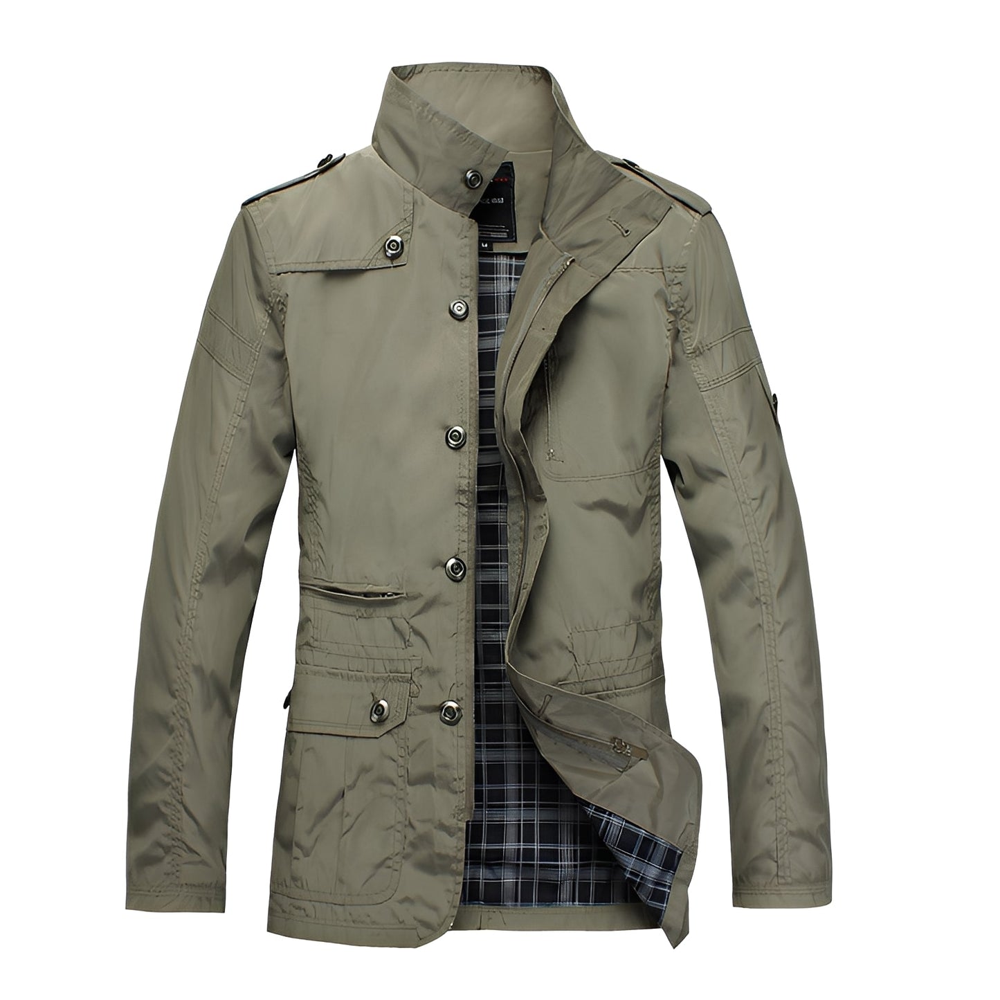 Street-wave Waterproof Mens Winter Jacket With Plaid Lining For All Weather Protection