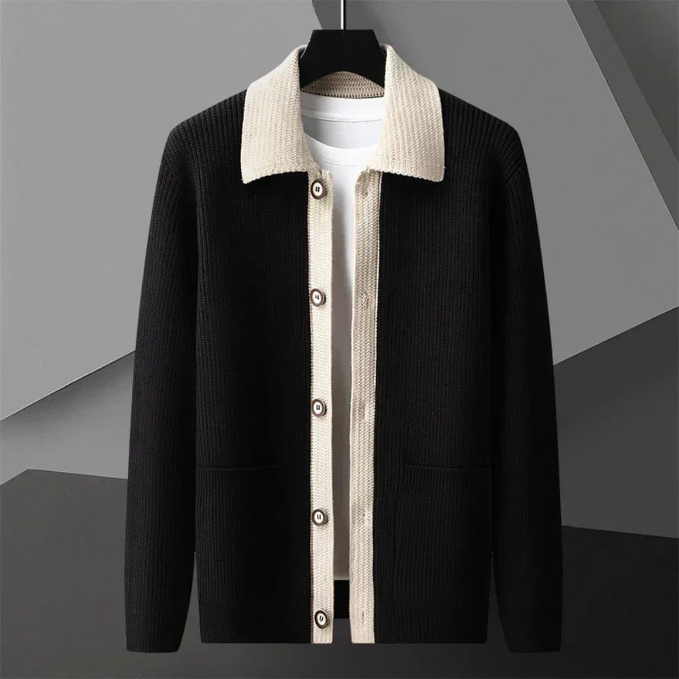Streetwave Vintage Knit Cardigan For Women With Folded Collar And Timeless Elegance