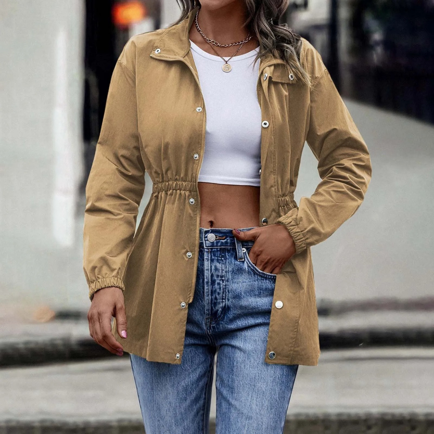 Street-Wave Carla Vintage Inspired Womens Jacket Cinched Waist For Effortless Chic Summer Outfits