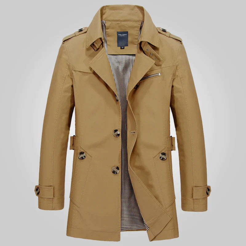 Street-wave Classic Winter Trench Coat for Style-Conscious Men with Timeless Elegance