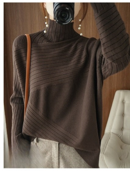 Street Wave Turtleneck Sweater For Women Warm Cozy Autumn Winter Knitwear Premium Ribbed Knit Warmth
