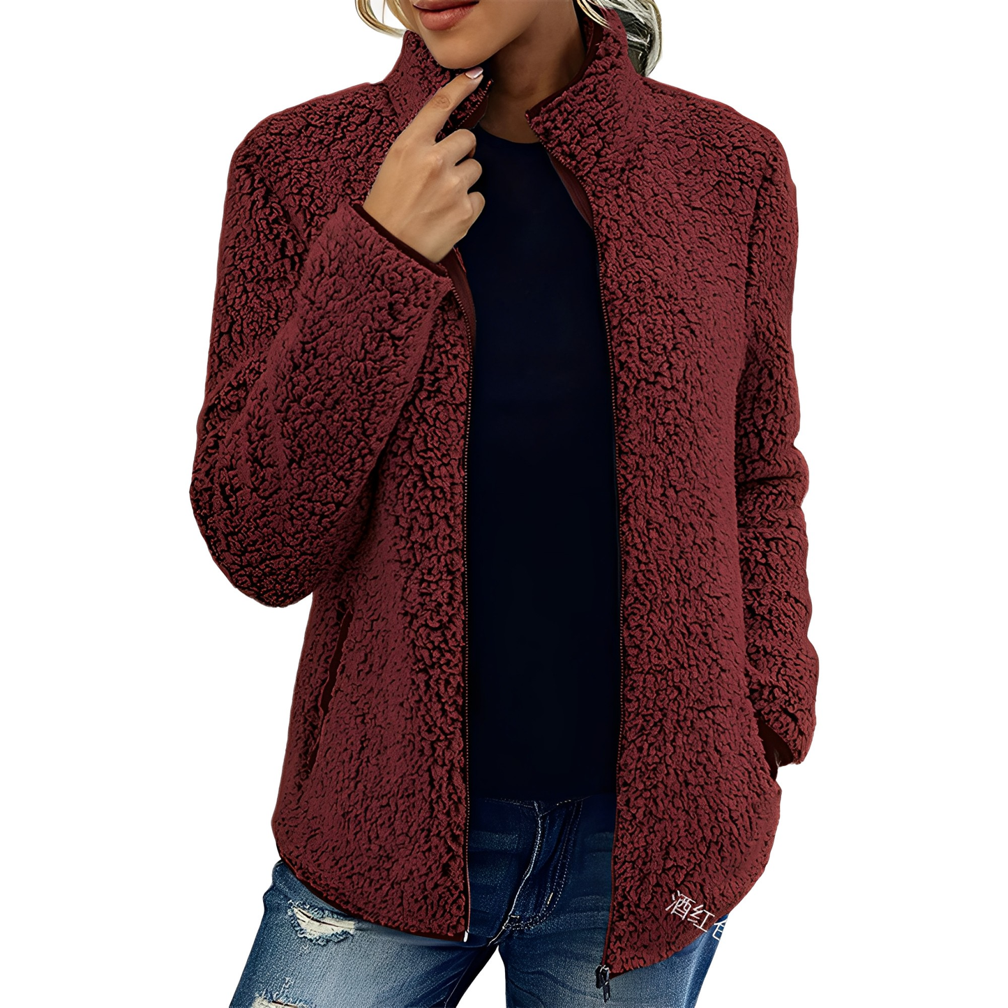 Street-wave Fleece Velour Coat For Women Cozy Warmth And Elegant Style With Zip Front