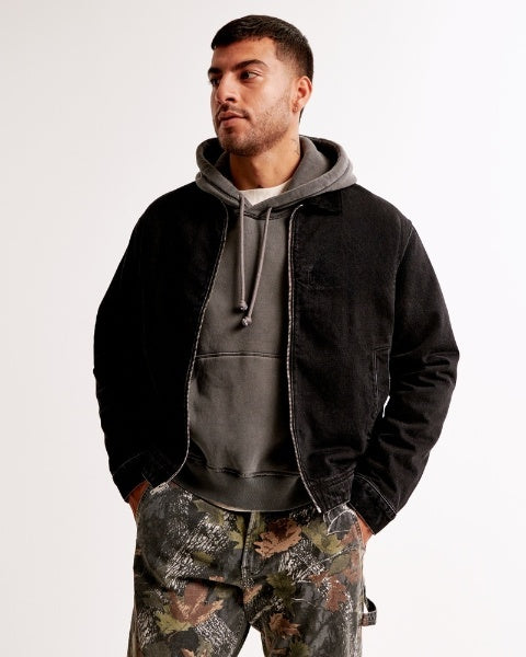 Street-Wave Work Jacket With Zip Corduroy Collar Warm Rugged Style for Urban Professionals