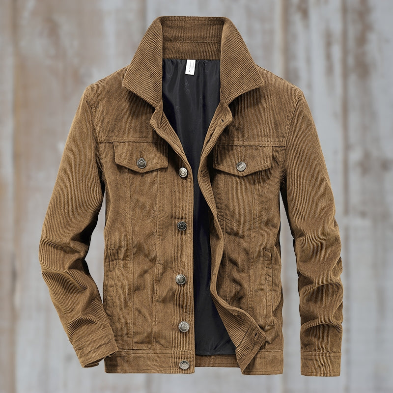 Corduroy Jacket With Button Closure Cotton Blend Street-Wave Unisex Everyday Essential Timeless Design