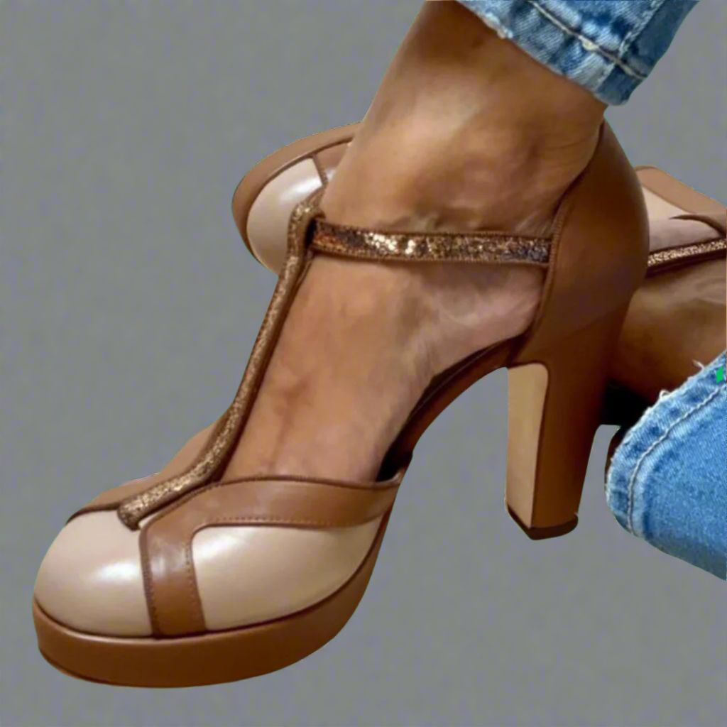 Women's Heeled Sandals with Adjustable Straps and Sturdy Sole