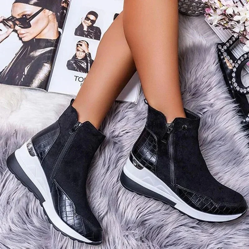 Streetwave Retro Zipper Boots For Women 90s Vintage Style With Easy Zip Closure And Comfort