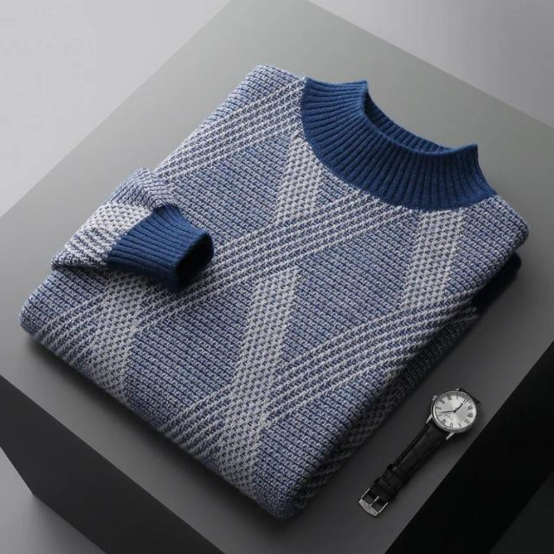 Street-Wave Men's Wool Blend Sweater Warm Comfort Crew Neck With Ribbed Cuffs For Winter and Autumn