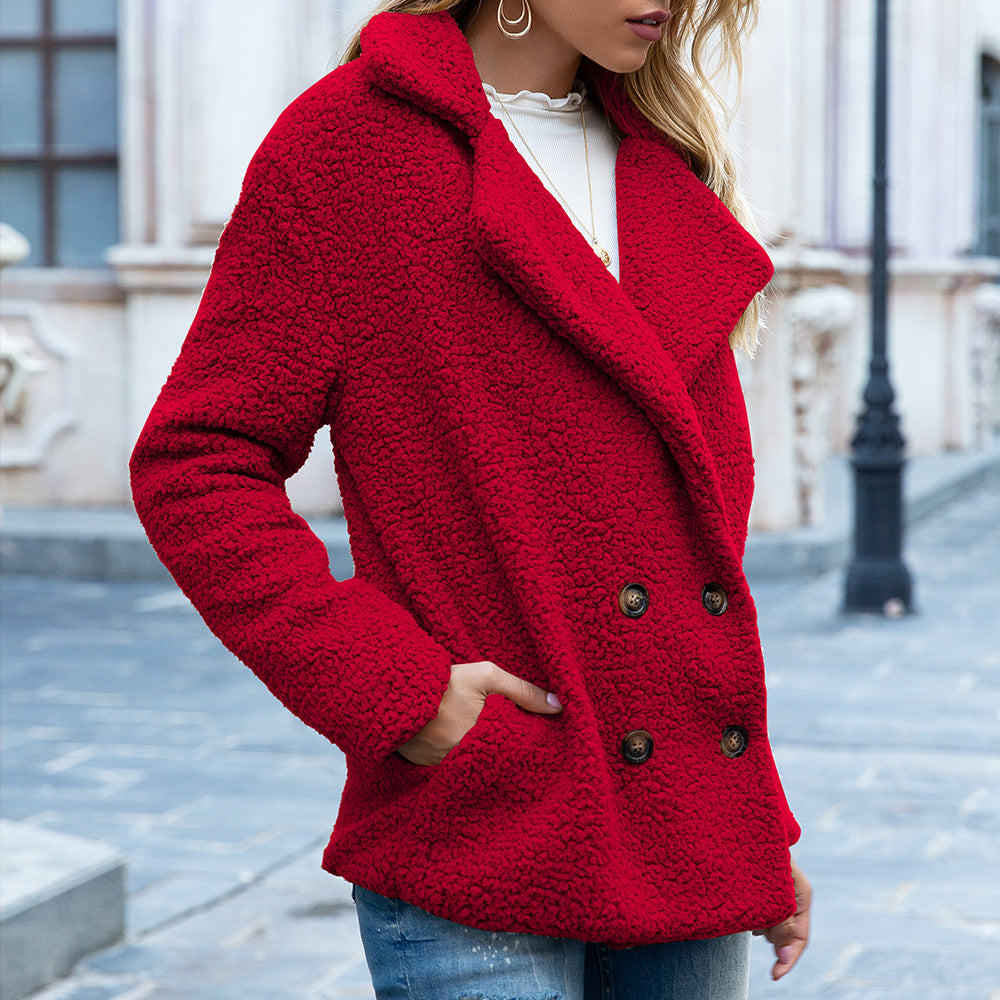 Street Wave Teddy Coat For Women Long Warm Jacket With Button Detailing And Timeless Elegance