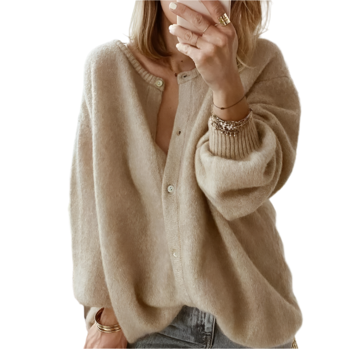 Street-wave Oversized Knit Sweater For Women Cozy Beige Soft Relaxed Fit Chic Everyday Wear