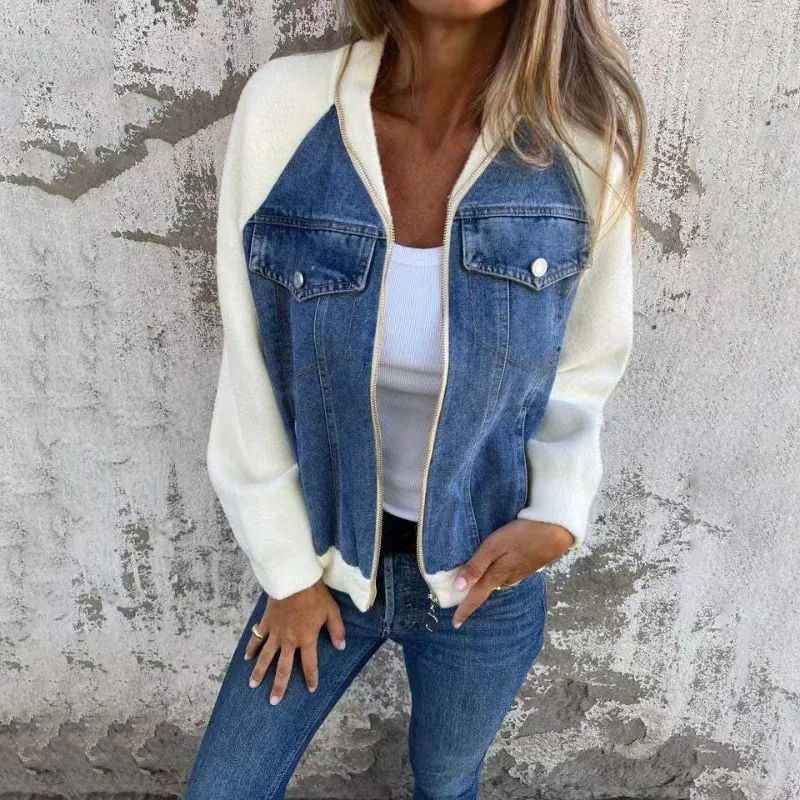 Avelena Bomber Jacket for Women With Pockets Soft Cotton Blend Comfortable Everyday Wear Street Wave