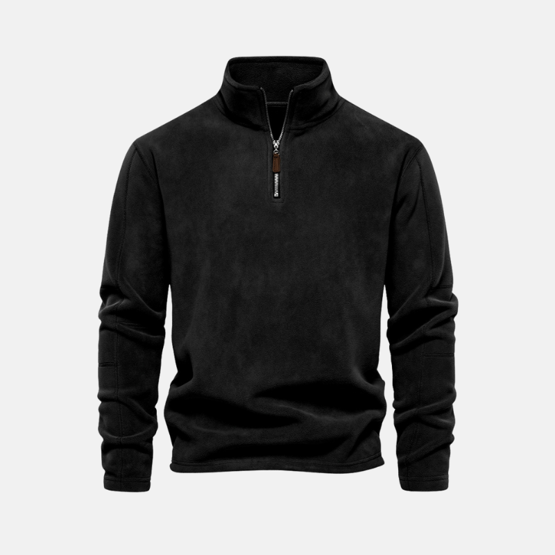 Street-Wave Men's Fleece Sweatshirt With Stand Collar And Half Zip Closure For Elevated Casual Style