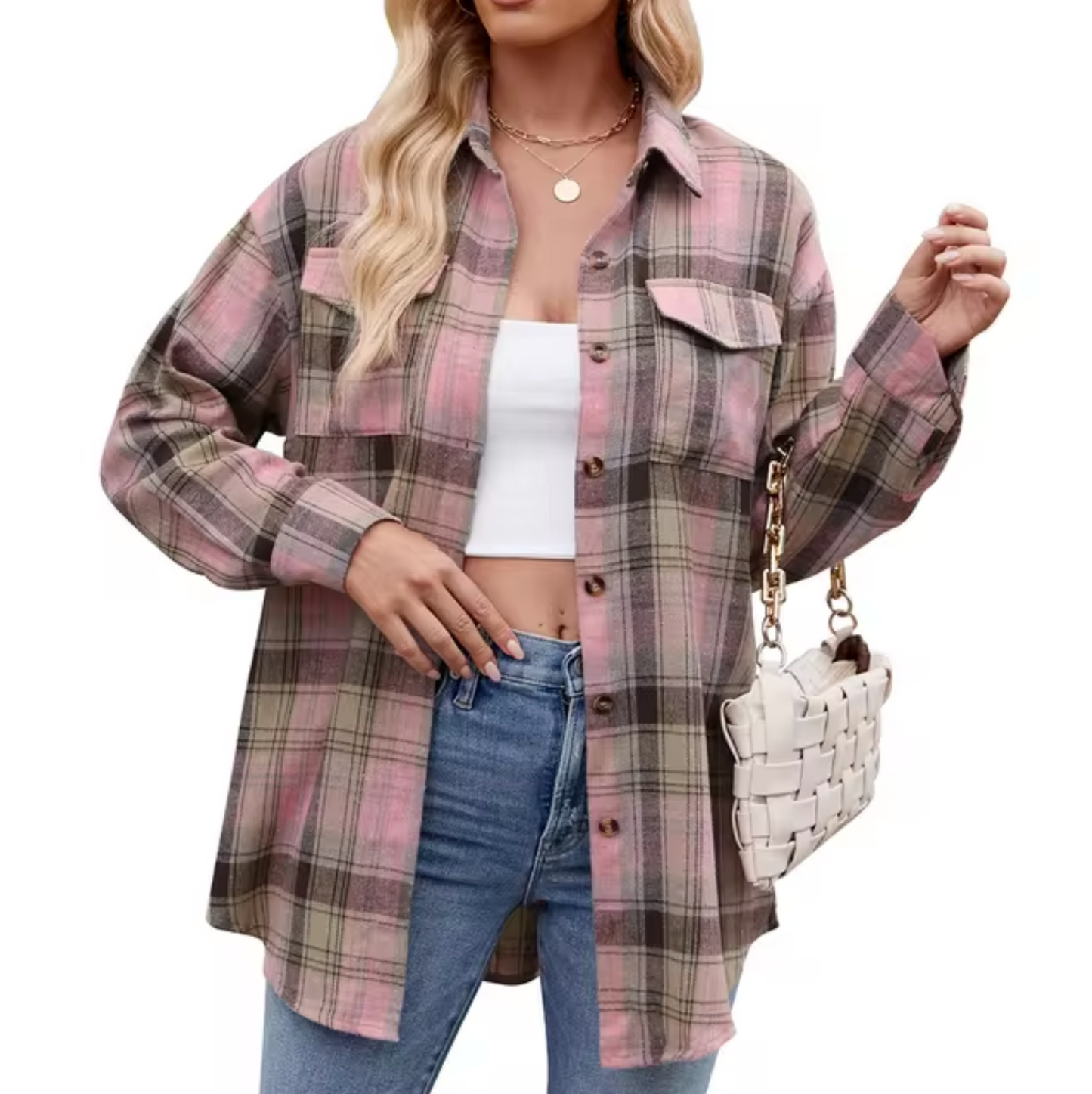 Streetwave Plaid Shirt Jacket For Women With Long Sleeves Tie Front Versatile Casual Chic