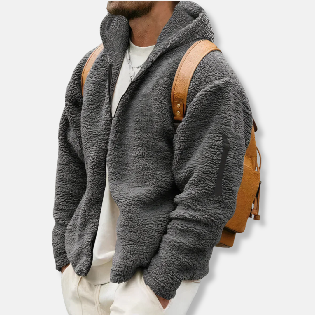 Street-Wave Men's Sherpa Fleece Hoodie Full Zip Hooded Relaxed Fit Warm