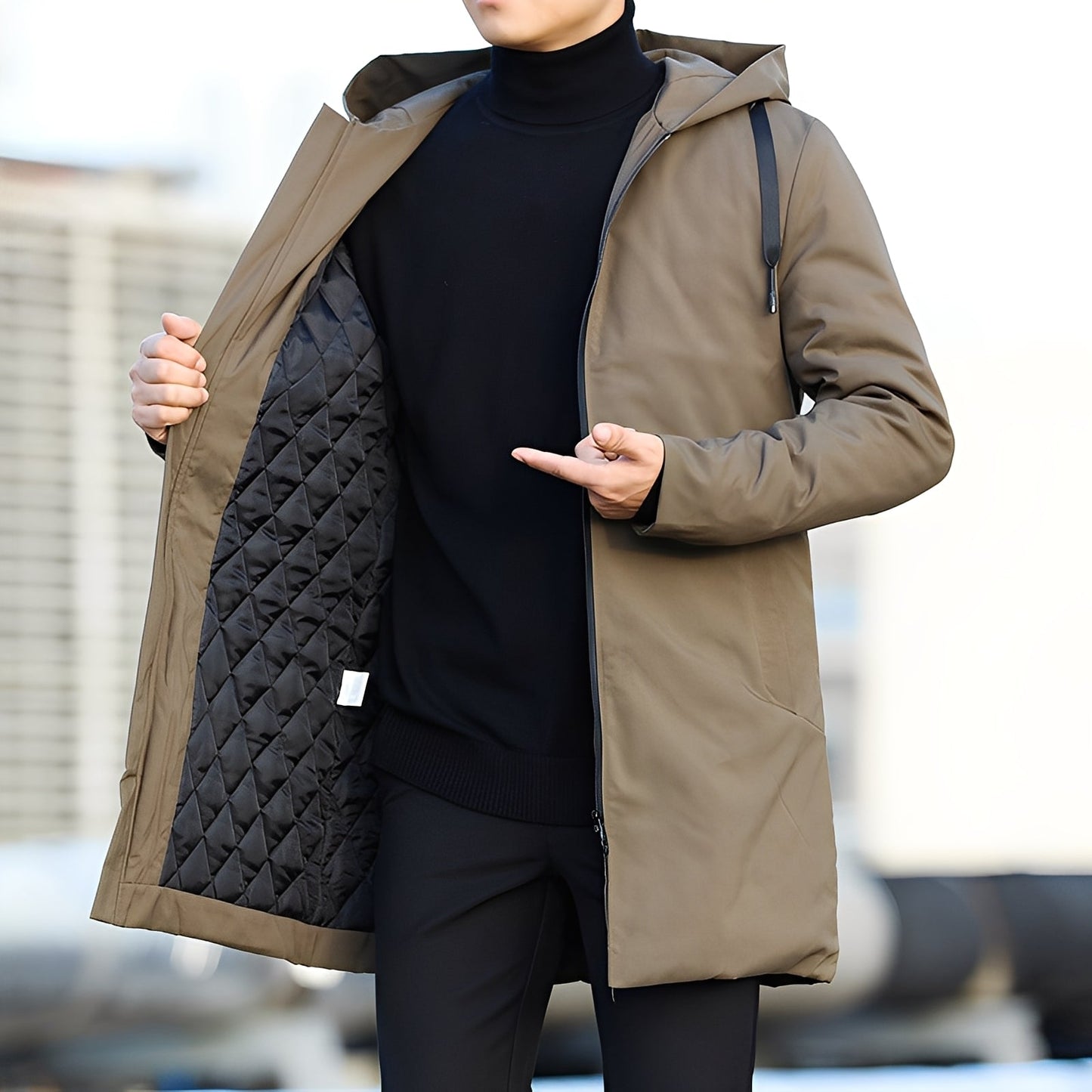 Street Wave Waterproof Hooded Jacket For Men, Thick Insulated Windproof Rainproof Coat, All Weather Comfort