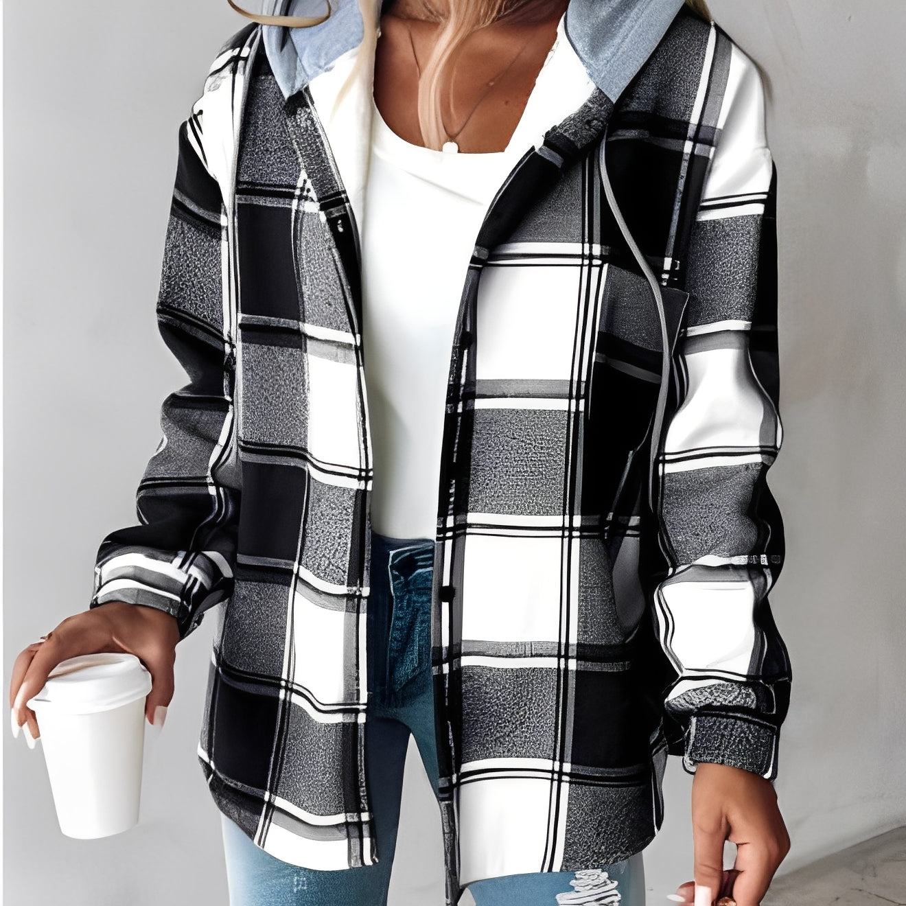 Street-Wave Womens Cozy Hooded Jacket For Cold Weather Soft Warm Fabric Relaxed Fit