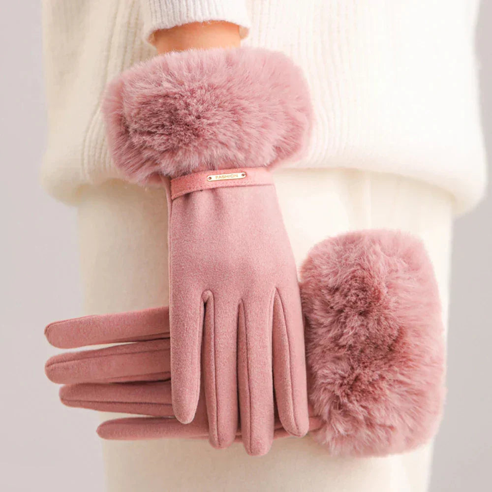 Florence Fur Cuff Fitted Fur Cuff Gloves | Solid Wrist-Length Gloves