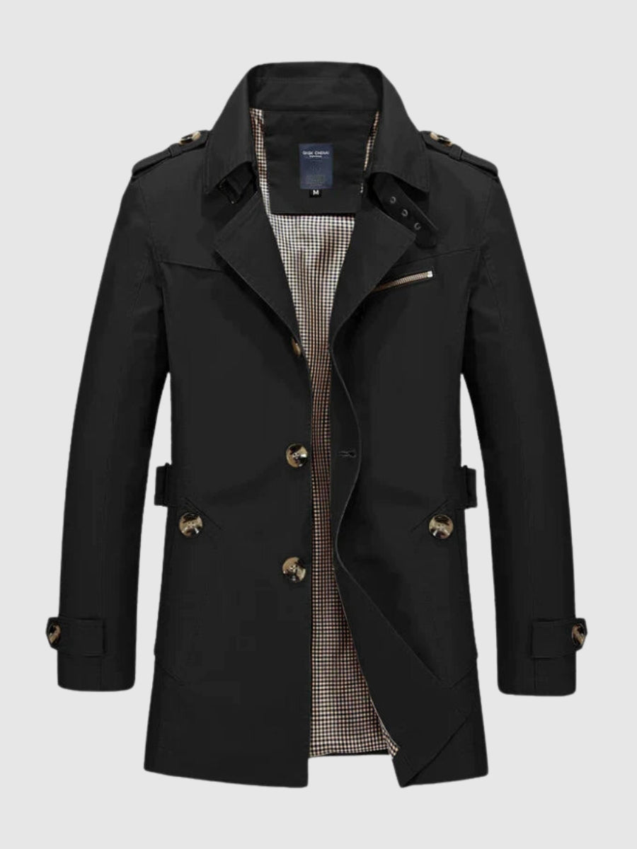 Street-wave Men's Cotton Trench Coat - Timeless Versatile Lightweight Elegance for Modern Urban Men