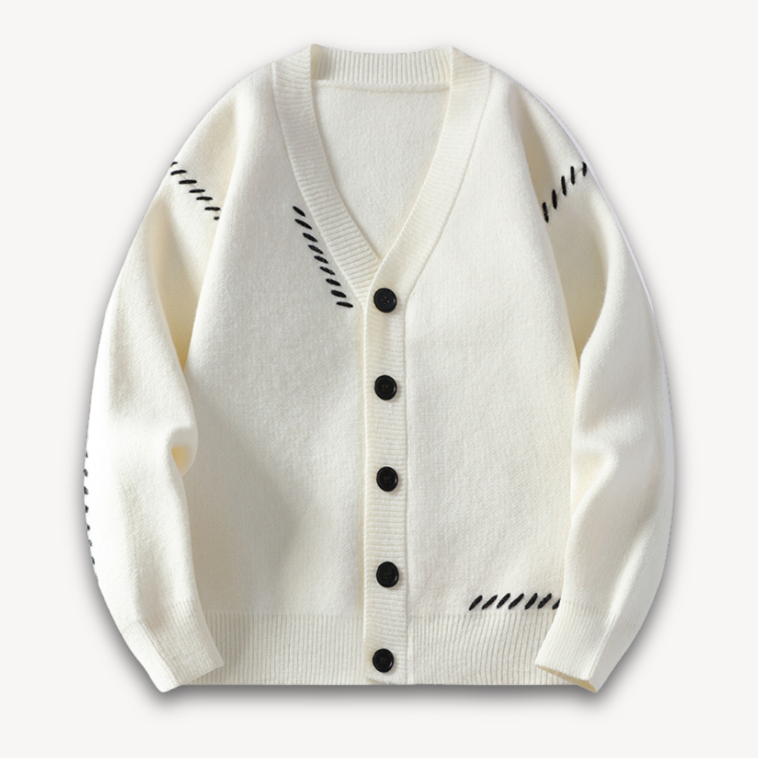 Men's Oversized Cardigan With Soft Knit Fabric Button Closure For Casual Layering Cream