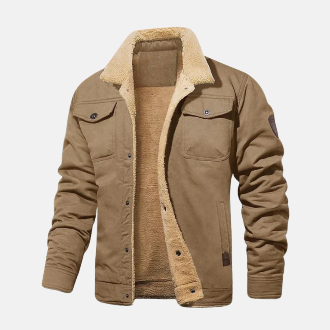 Street-Wave Men's Cotton Blend Jacket With Sherpa Collar Relaxed Fit